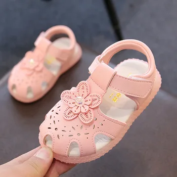 

Newborn Toddler Baby Girls Summer Sandals For Little Girls Korean Flower Beige Pink Beach Sandals Princess Shoes 0 1 3 Years New