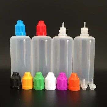 

50pcs 100ml Empty PE Plastic Vape Bottle Juice Liquid Dropper Bottles Mixed Color Cap With Childproof Cap Long Thin Tip
