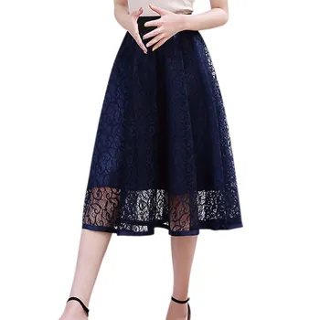 

Women Skirts Pleated Skirt Black High Waist Midi Skirts Mesh Yarn loose Long Black White Skirts Femme faldas