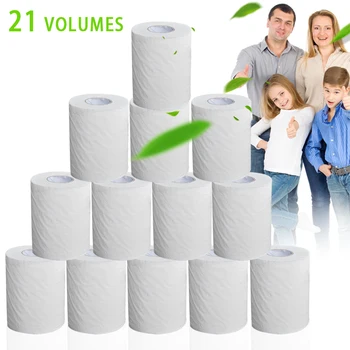 

21 Rolls Toilet Paper Bulk Roll Bath Tissue Bathroom White Soft 4 Ply for Home New J2Y