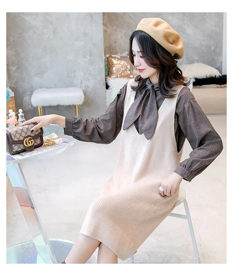 Pregnant women autumn suit loose casual pregnant women sweater long paragraph out large size skirt two sets of women