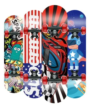 

60cm Children Cartoon Skateboard Four Wheel Skate Board Kid Scooter Longboard Pulley Wheel Double Snubby Kids Maple Skateboard