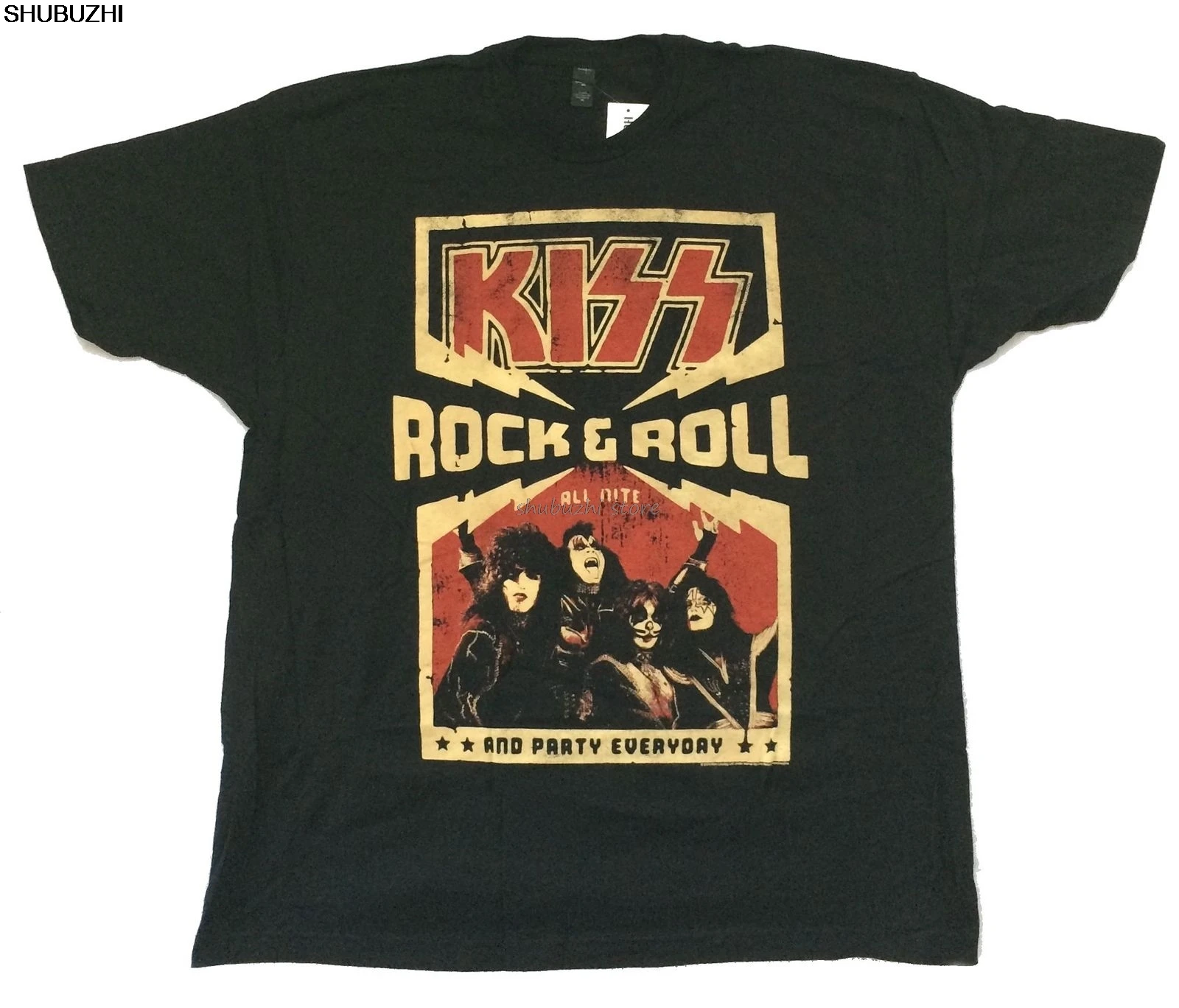 KISS Rock & Roll All Nite вечерние повседневные Черные футболки новая официальная группа