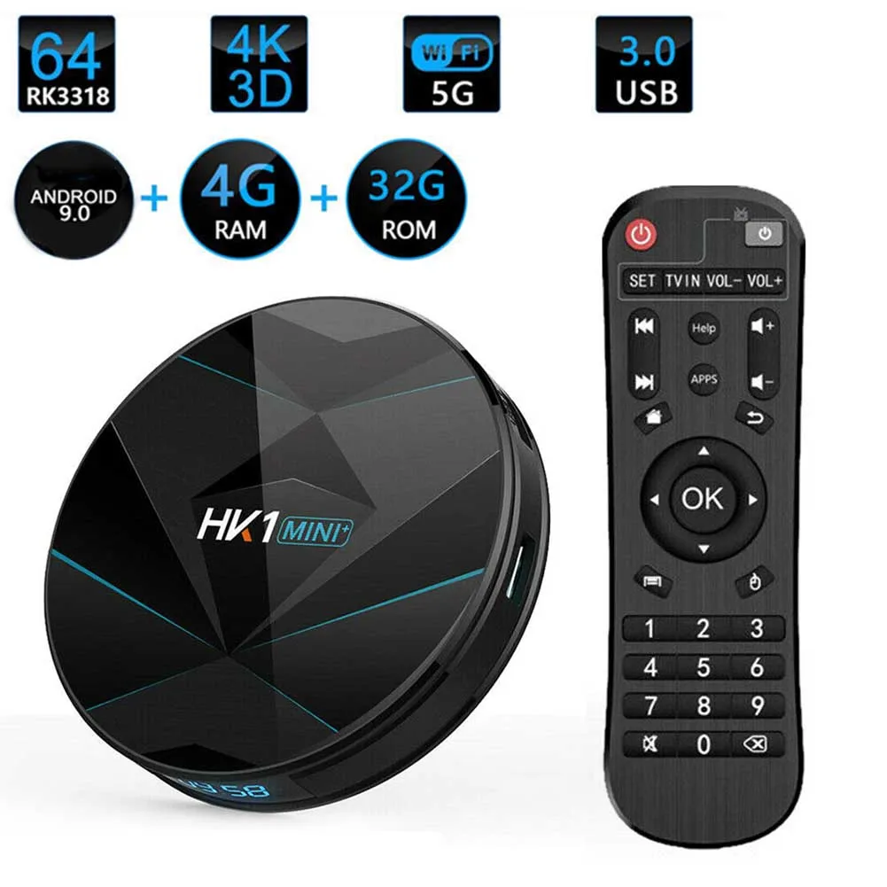 HK1 Мини плюс Smart Digital 4K BT медиа Высокое разрешение с пультом дистанционного управления Управление двухъядерный процессор Wi-Fi USB ТВ коробка сеть стабильно 4 ядра