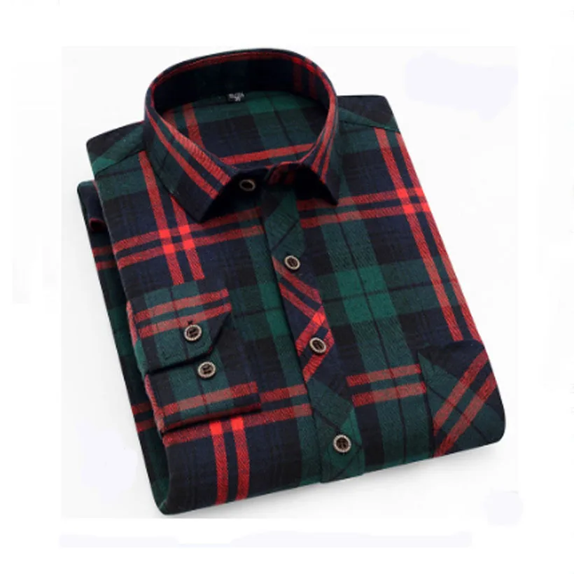 

New Long-sleeved Young Men's Shirt with Spring and Autumn Warming Check and Large Size Men's Long-sleeved Shirt