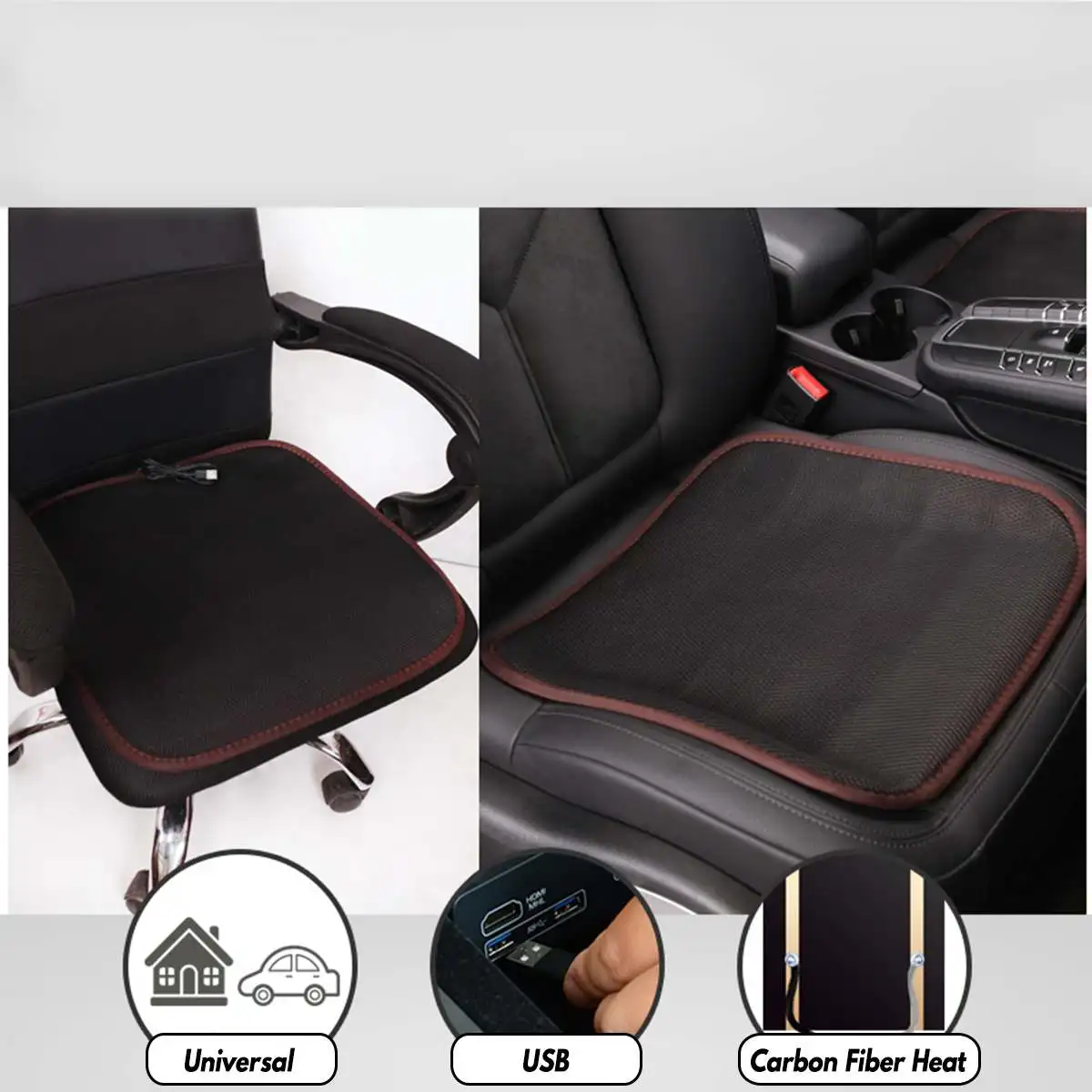 USB Leather Single Pad Universal Waterproof Car Heat Pad Seat Covers Heated Auto Car Seat Cover Heating Pad Warmer Heaters Mat - Название цвета: 6