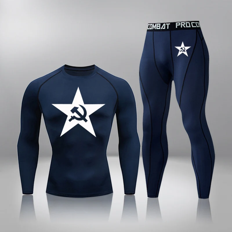 2-piece Set Men Sport Thermal Underwear Sports Compression Underwear Gym Training Tights Quick-Drying Wicking Clothing Sport Set 4