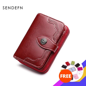 

SENDEFN New Wallet Women Purse Brand Coin Purse Zipper Wallet Female Short Wallet Women Split Leather Purse Small Purse 5147-69