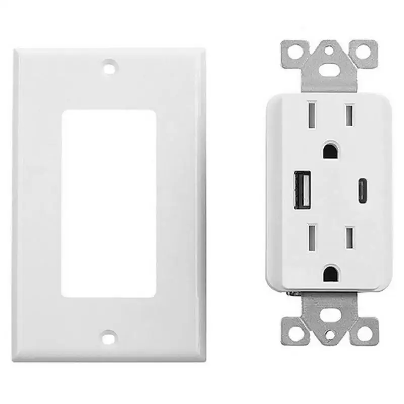 125 V/15A настенное зарядное устройство Панель USB штепсельная розетка w/type-C зарядный порт Электрооборудование и принадлежности