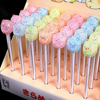 

32 pcs/lot Ice crack Crystal Bear Gel Pen Cute 0.5 mm black ink Signature Pen School Office writing Supplies Promotional Gift