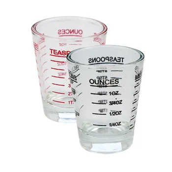 

30ML Glass Measuring Cup Espresso Shot Glass Liquid Glass Ounce Cup with Scale Kitchen Measure Tool Supplies (Black)