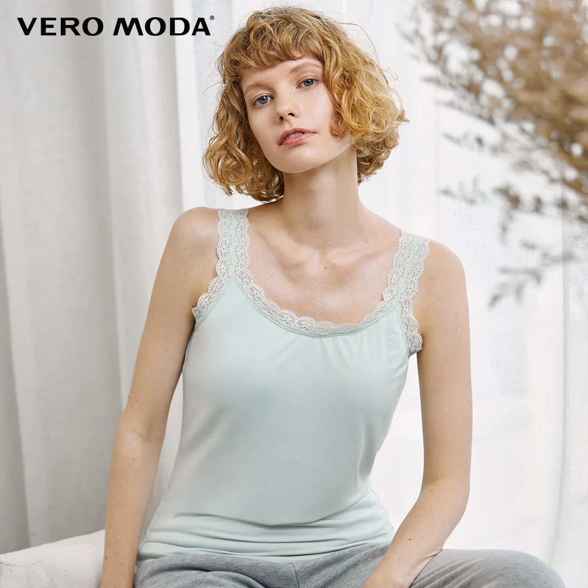 Vero Moda Новая женская кружевная бретелька на лямках с подушечкой на груди стрейч майка | 319403501 - Цвет: Dewkist