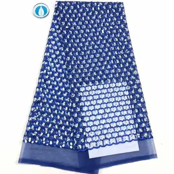 

African Sequins Lace Fabric 2019 Nigerian French Tulle Lace with Sequins Embroidery Lace Fabric for Dress FFD-1111