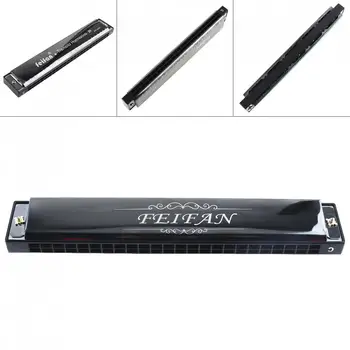 

FEIFAN Matte Black 24 Holes 8K Titanium Harmonica Tremolo Tone KeyC Harp Mouth Organ Musical Instruments