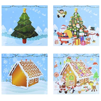 

1 Set Christmas Sticker DIY Decorative Tree Candy House Make Your Own Sticker Xmas Party Supplies For Classroom Kids Activities