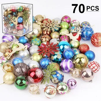 

1 Box Christmas Tree Decorations Balls Bauble Mixed Size Hanging Ball Ornament for Christmas Party Home New Year Decorative Ball
