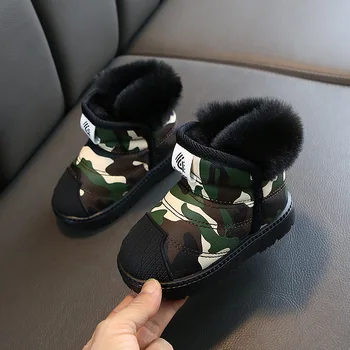 

Winter Baby Girls Boys Snow Boots Warm Plush Child Boots Camouflage Color Waterproof Non-slip Kids Boots Infant Cotton Shoes