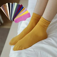 Calcetines cortos sueltos para mujer, calcetines finos de colores sólidos Vintage estilo Harajuku estilo japonés de Corea para mujer, calcetines tejidos para verano y primavera y otoño