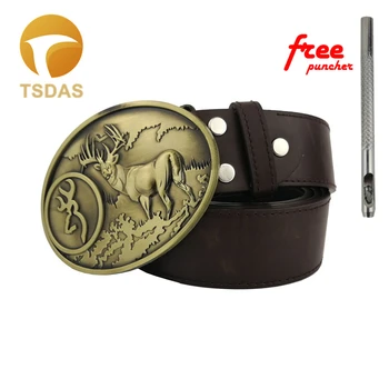 

Cowboys Belt Buckles Metal 3D Deer Model Bronze Color Luxury Mens Designer Belt Buckles New Year Gift