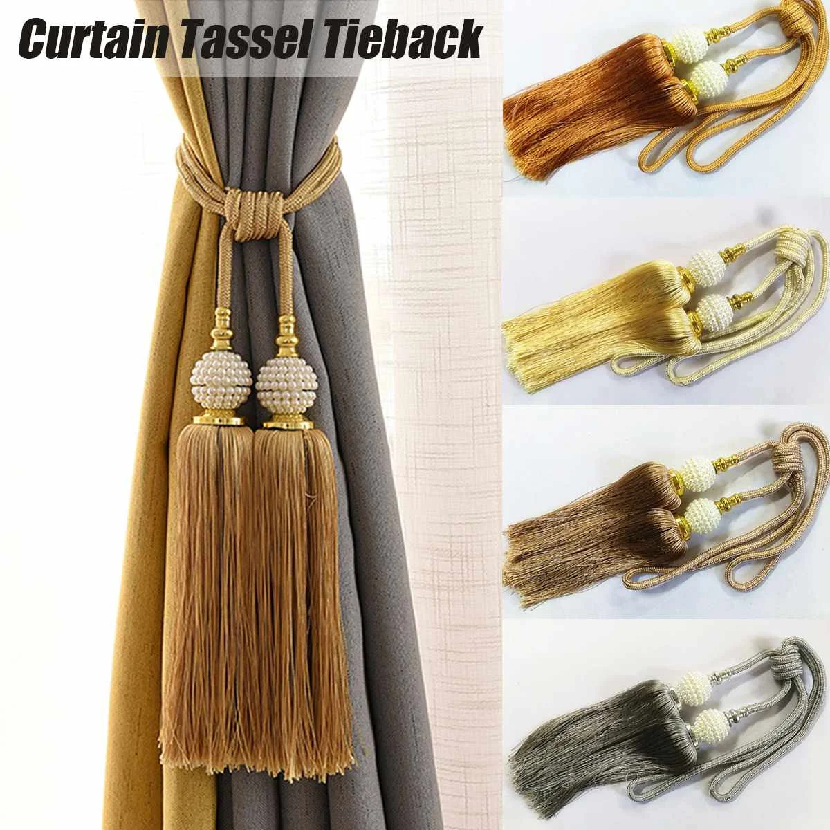 

1pcs Curtain Tiebacks Plastic Beaded Tassels Tieback Curtain Cord Home Textiles Window Treatments Home Decoration Accessories