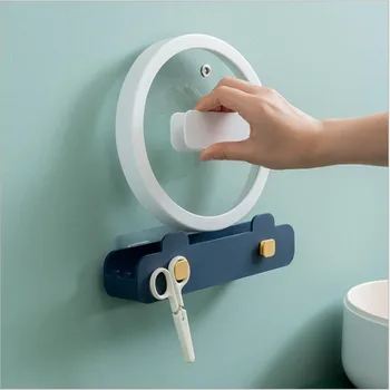 

Wall-mounted Pot Cover Storage Rack Free Punch Pot Lid Holder Cutting Board Unperforated Pan Cooker Stand Shelf Kitchen Gadget