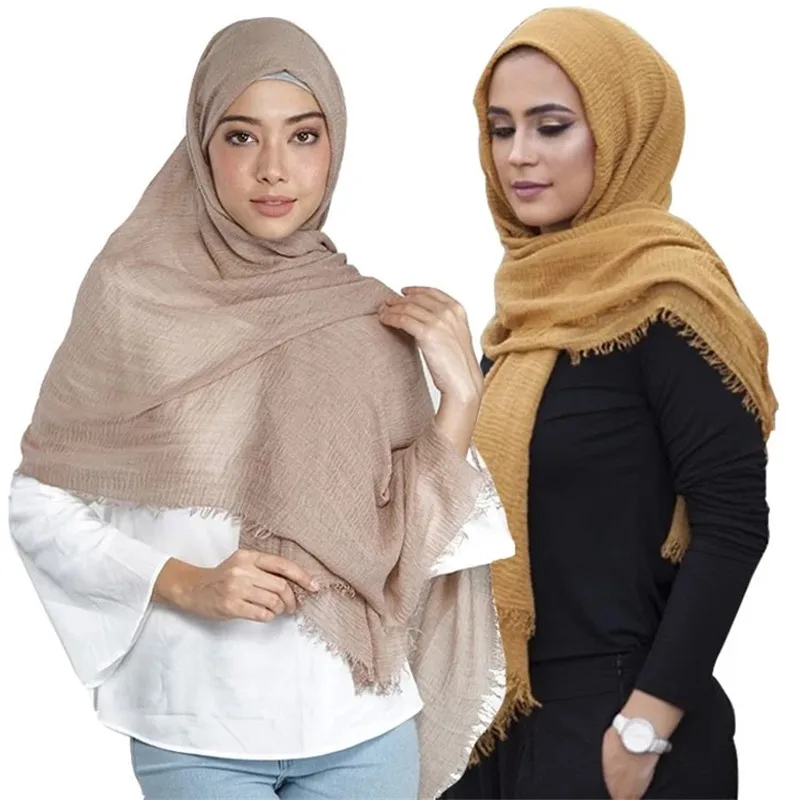 90*180 мусульманский мгновенный крикль хиджаб шарф твердый хлопок платок шали и обертывания ислам фуляр femme musulman тюрбан для женщин