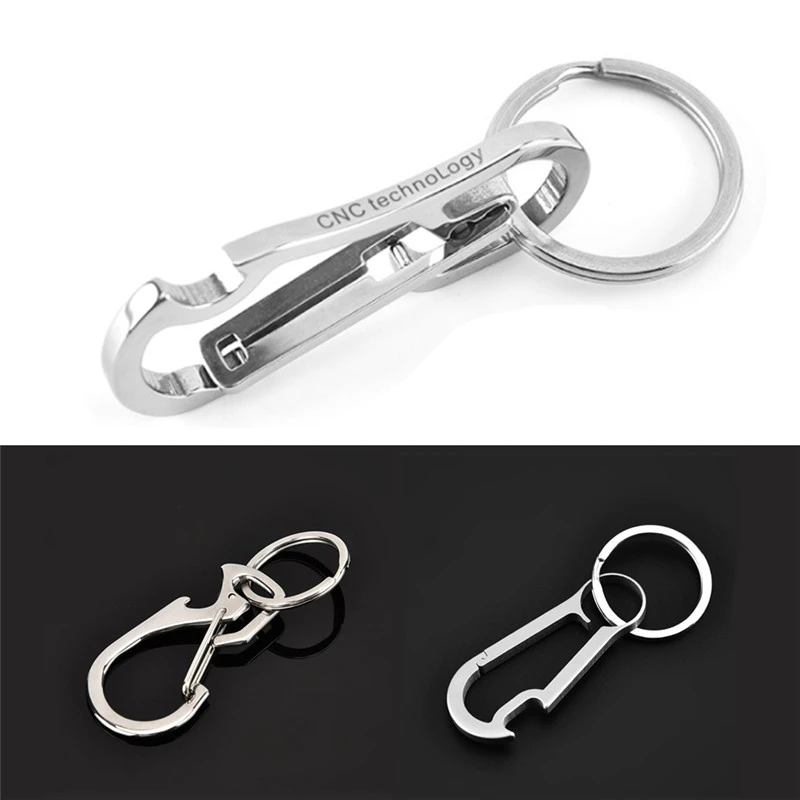 Stainless Steel Carabiner Quick Release Hook Keychain Hunting Survival Key Ring