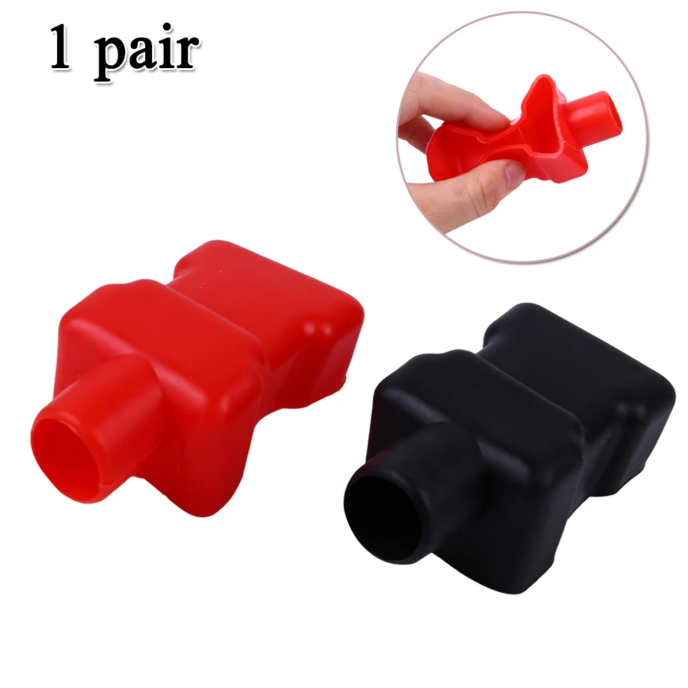 2pcs Set Car Battery Terminal Cover Heat Protection Rubber Dustproof