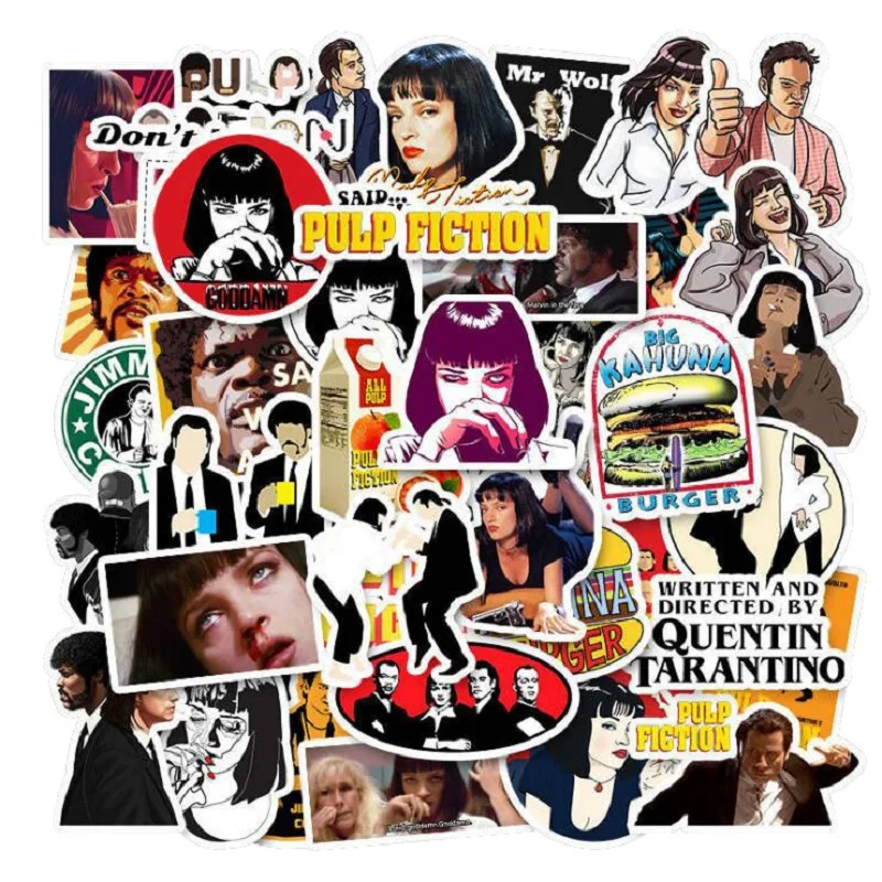 

50pcs Classic Movie Pulp Fiction Graffiti Stickers For Mobile Phone Laptop Luggage Suitcase Guitar Skateboard Decal Stickers