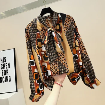 

Lady's Blouse Spring and Summer New Loose Bow Lapel Polka Dot Chiffon Blouse Women Blouses Tops Blusas Mujer De Moda 2020