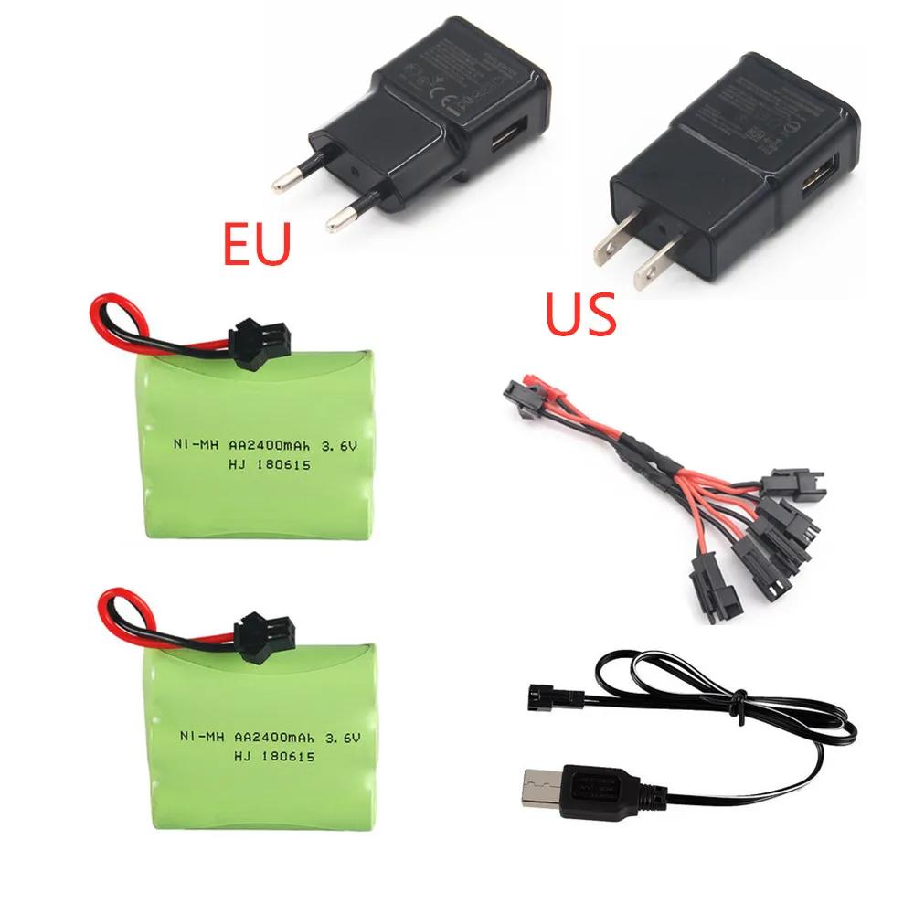 3,6 В 2400 мАч Ni-MH батарея+ USB зарядное устройство для Rc игрушки автомобиль Танк Поезд робот-пистолет AA 3,6 В перезаряжаемый аккумулятор для RC лодки