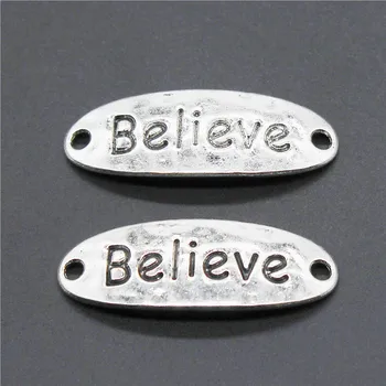 

10pcs/Lot Jewelry DIY Handmade Craft Charms 2 Colors Antique Silver Color Antique Bronze Plated 10x30mm Believe Plate Connector