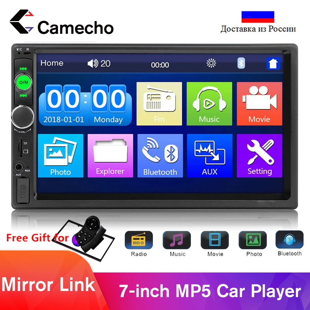 Автомагнитола Camecho 7010B 2 din сенсорный ЖК-экран 7 дюймов Bluetooth MP5 MP4 плеер Mirror Link