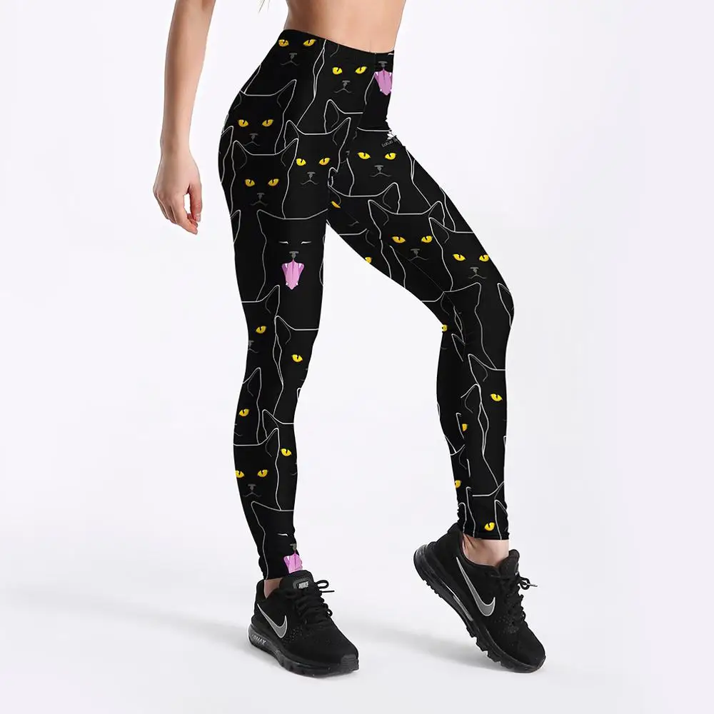 

Cats Pattern Printing Sporting Skinny Elastic Force Leggings Women Push Up Polyester New Summer Autumn Fashion Style Leggings