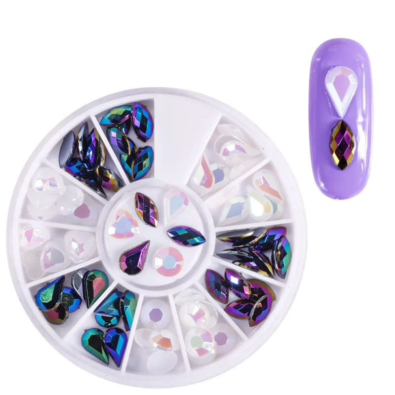 Nail Ornament Wholesale DIY Diamond Box Accessories Resin Circle Heart Shape Horse Eye Mixed 12 Grid Turntable Accessories