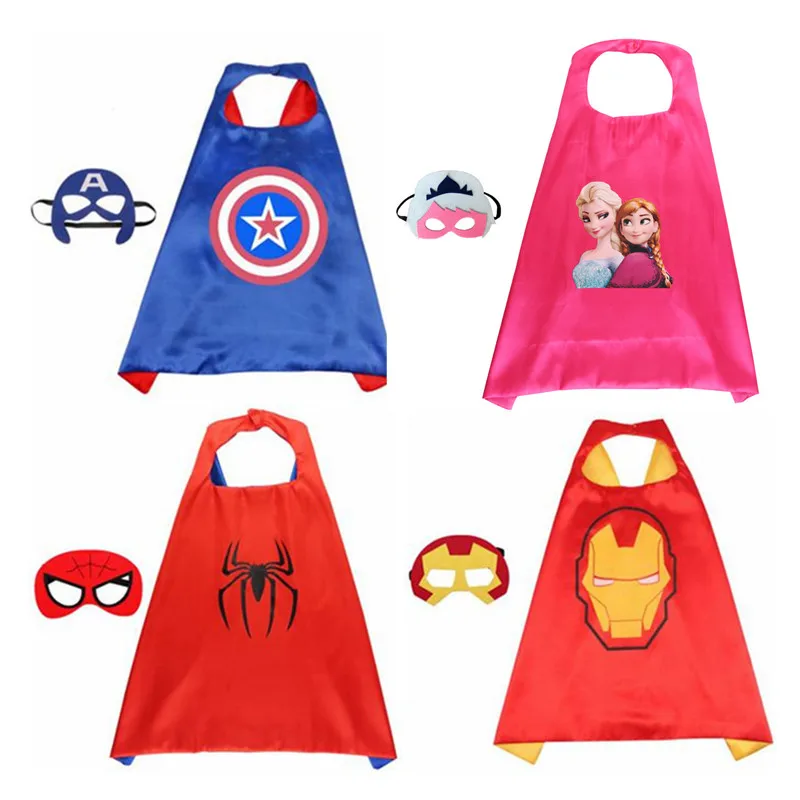 70x70CM figuras de Star Wars capa para niños chal Darth Vader Spider-Man Hulk impreso capas de Halloween Cosplay
