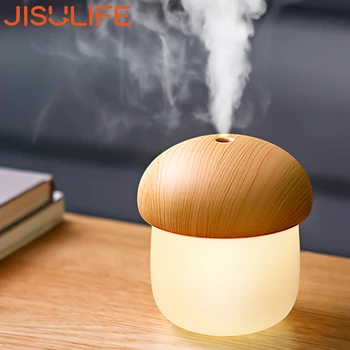 

JISULIFE Mini Humidifier Aroma Diffuser for Home Baby Car Air Humidifier 250ml Cute Mushroom Mist Humidifier with Night Lights