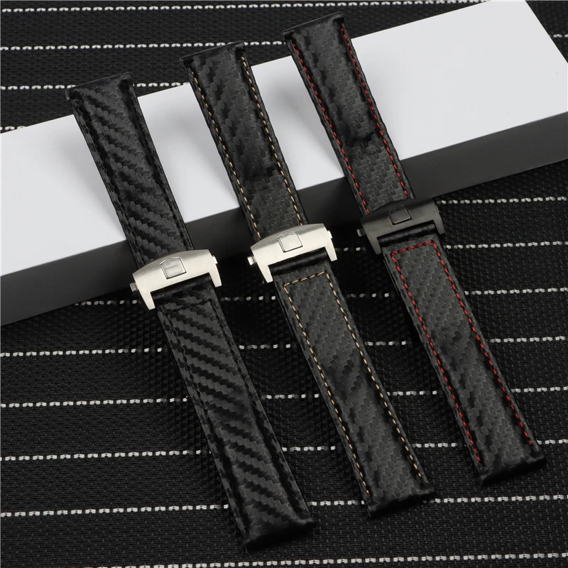 Watch Band Strap Tag Heuer Carrera Carbon Fiber Watch Wristband Belt