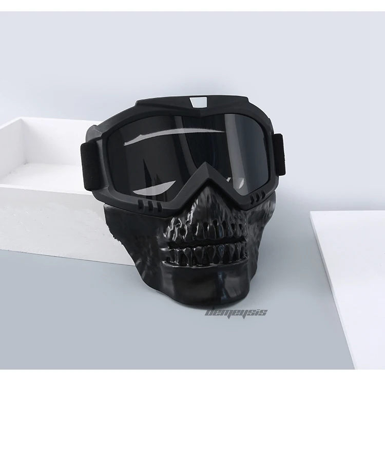 Outdoor Motorcycle Windproof Mask Military Airsoft Mask with Goggles Full Face Tactical Shooting Detachable Mask Goggles