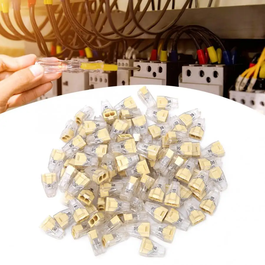 

100Pcs PCT-102 Mini Fast Wire Connector 2 Pin Conductor Terminal Adapter