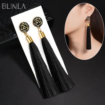 

Bohemian Long Tassel Earrings For Women Crystal White Red Silk Fabric Drop Dangle Tassel Earrings 2020 Wedding Fashion Jewelry