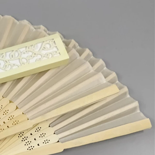  10pcs/lot Personalized 21cm wood Spun Silk Hand Fan Wedding Invitation - 4.00059E+12