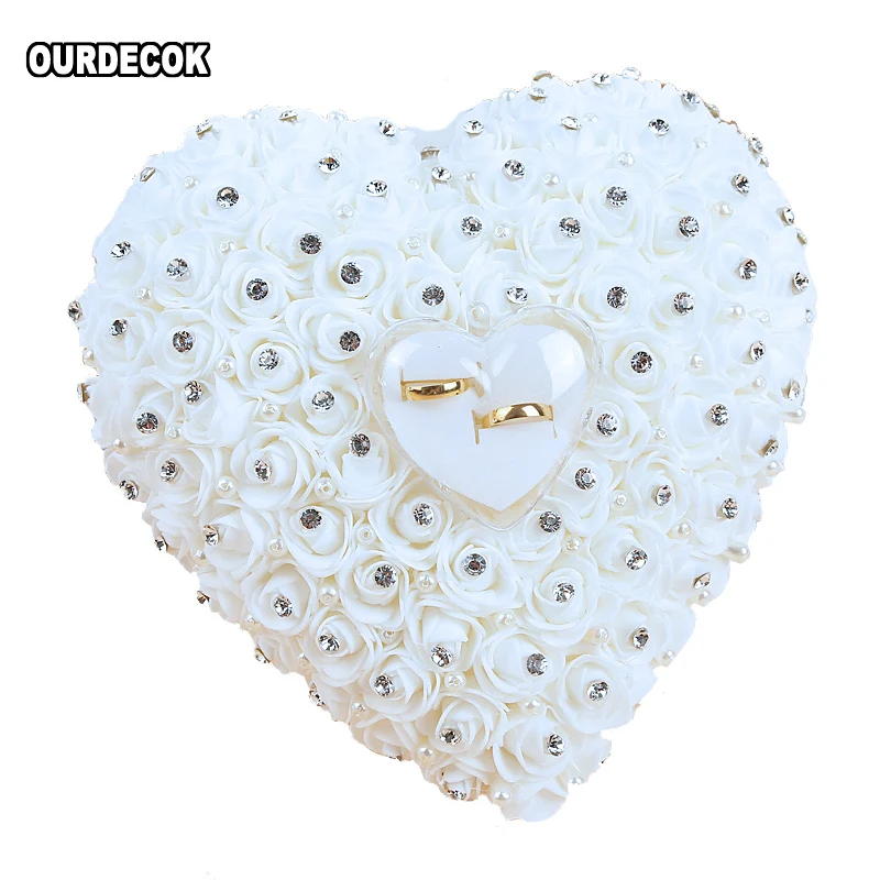 25 WHITE PILLOW BOX HEART PEARL FAVOUR BOXES WEDDING OR PARTY! 