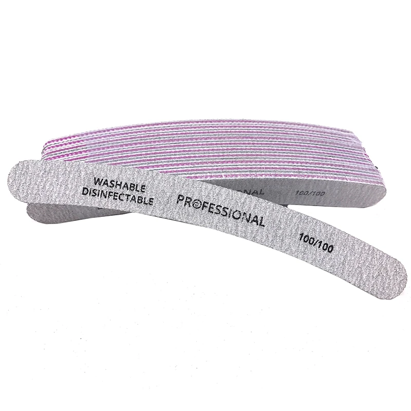 

25pcs 100/100 Sandpaper Nail Files Double Side Sanding Gray Curved Banana Nail Buffer Lima Unhas Pedicure Manicure Nail Tools