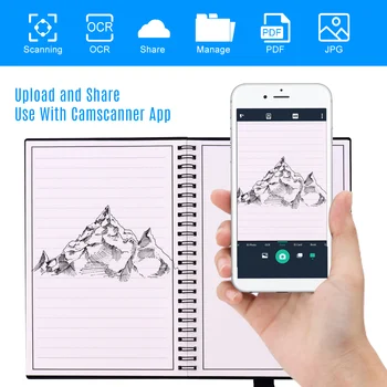 

Erasable Reusable Smart Notebook Hardcover Writing Note Book Journal Wet Hot Erase A5 Size 50 Sheet with Erasable Pen&Cloth