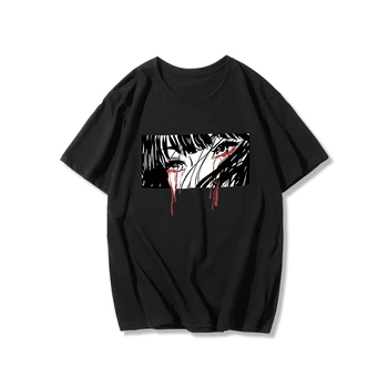 

Manga Crying Girl Tshirt Women Vintage Kawaii Harajuku Gothic Aesthetic Short Sleeve Cotton Plus Size Clothes Tee Shirt Femme