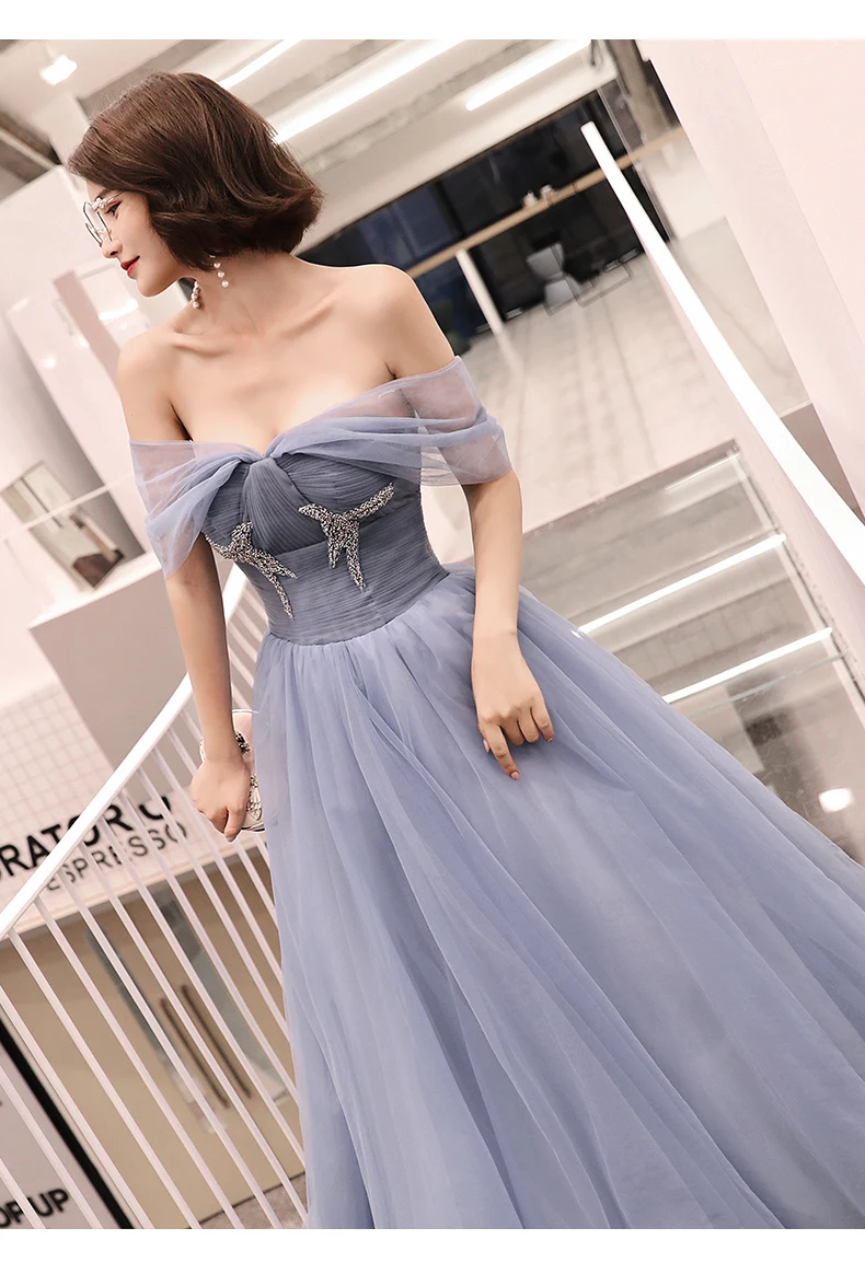 Простой Тюль с плеча блесток бисером Vestidos De Festa спинки плиссированные Длинные свадебные платья свадебные праздничные платья