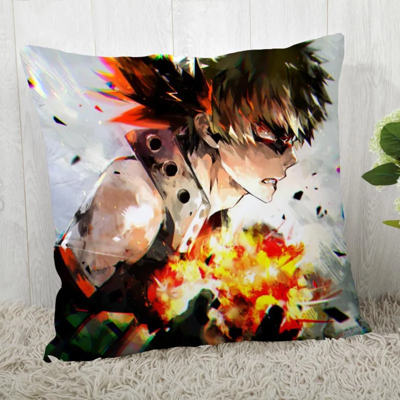 Custom Pillow Cases Boku no Hero Academia Square Pillowcase Christmas Zippered Pillow Cover 40*40cm,45*45cm(One Side - Color: 1