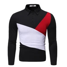 Прямая поставка, NEGIZBER, брендовая мужская рубашка поло, с длинным рукавом, в стиле пэчворк, поло, мужская мода, облегающая Мужская рубашка поло