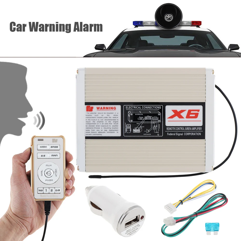 12V 200W 18 Tones Warning Alarm Siren Horn Speaker MP3 System Remote Host Box with IC & Wireless Control for Car | Автомобили и